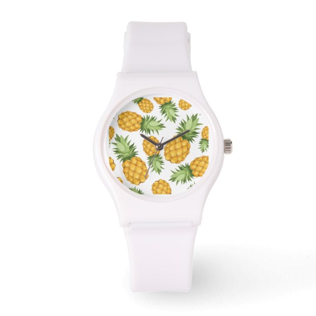 Cartoon Ananas-Muster Armbanduhr (Vorderseite)