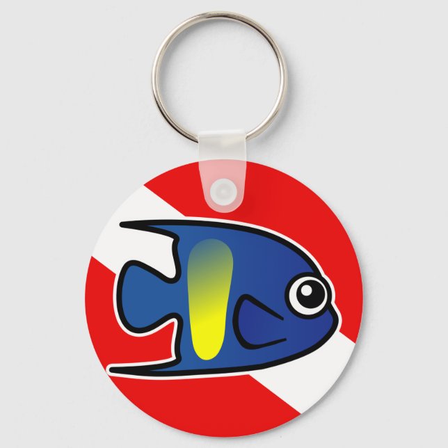 Cartoon Angelfish Angelfischflagge Schlüsselanhänger (Vorderseite)