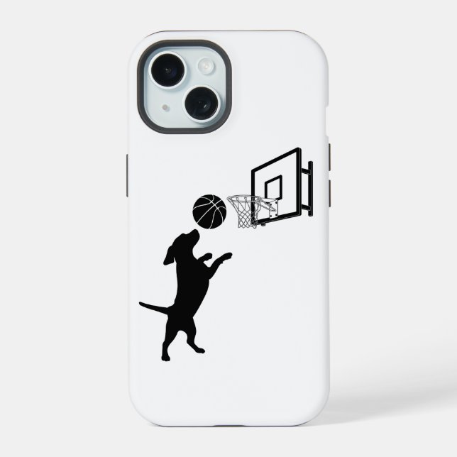 Cartoon Animal Basketball iPhone 15 Hülle (Rückseite)