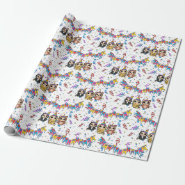 Cartoon Animal Birthday Wrapping Paper | Niedliche Geschenkpapier