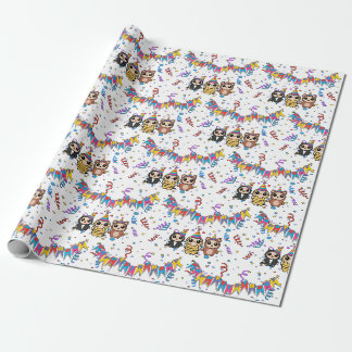 Cartoon Animal Birthday Wrapping Paper | Niedliche Geschenkpapier