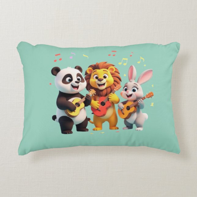 🎵 Cartoon Animal Music Party – Fun & Cute Musical Dekokissen (Vorderseite)