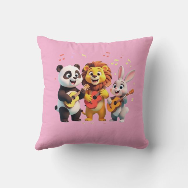 🎵 Cartoon Animal Music Party – Fun & Cute Musical Kissen (Rückseite)