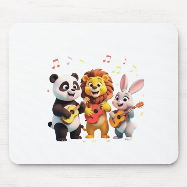 🎵 Cartoon Animal Music Party – Fun & Cute Musical Mousepad (Vorne)