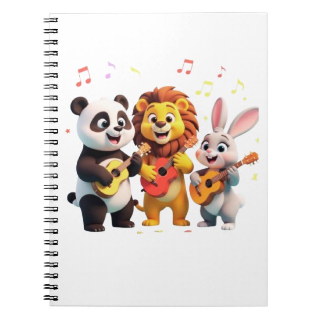 🎵 Cartoon Animal Music Party – Fun & Cute Musical Notizblock (Vorderseite)