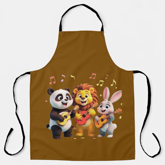 🎵 Cartoon Animal Music Party – Fun & Cute Musical Schürze (Vorderseite)