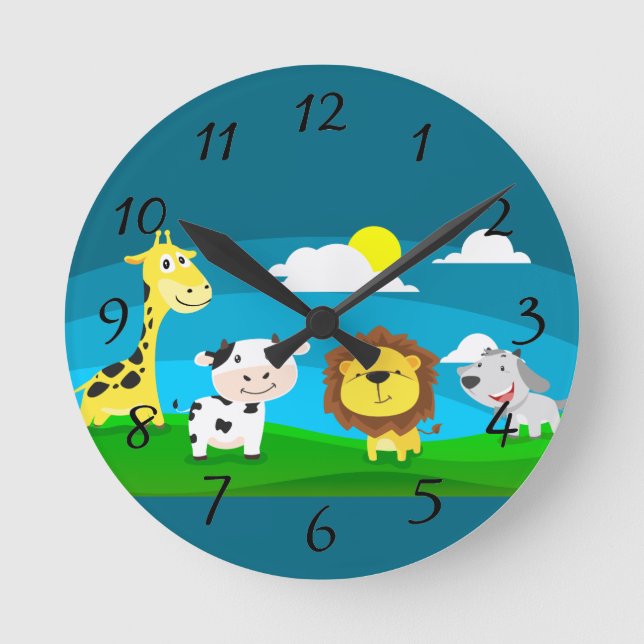 Cartoon animals        runde wanduhr (Vorderseite)