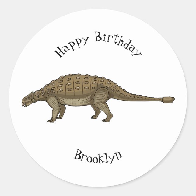 Cartoon Ankylosaurus Runder Aufkleber (Vorderseite)