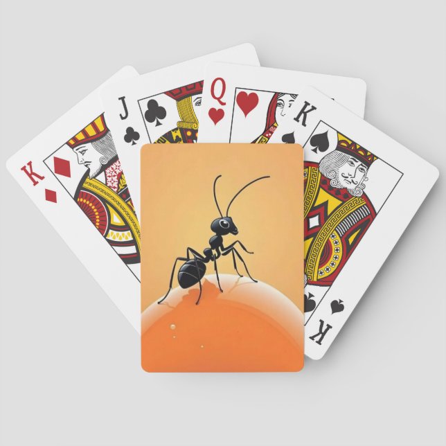 Cartoon Ant auf Orange Honey Drop Spielkarten (Rückseite)