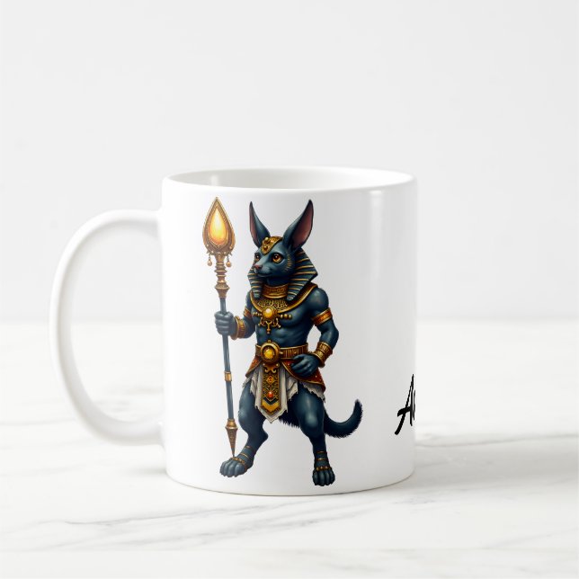 Cartoon Anubis - Ägyptischer Gott des Nachlebens Kaffeetasse (Links)