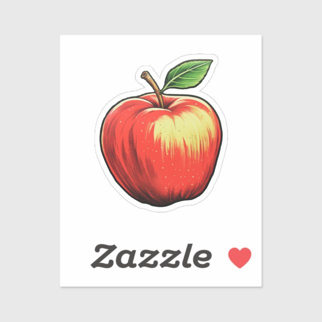 Cartoon Apfel Aufkleber (Blatt)
