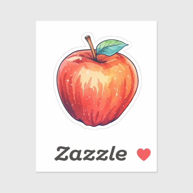 Cartoon Apfel Aufkleber (Blatt)