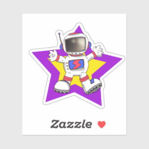 Cartoon Astronaut in Star Design Aufkleber