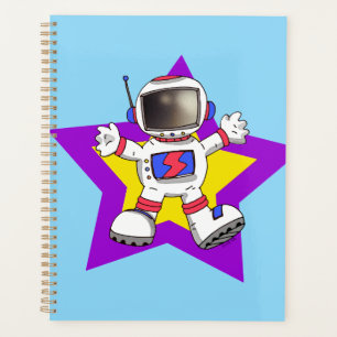 Cartoon Astronaut in Star Design Planer