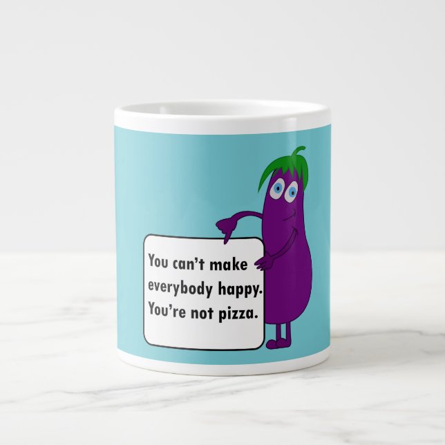 Cartoon-Aubergine lustige Zitat blaue Tasse (Vorderseite)