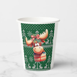 Cartoon auf grünem Steppmuster Pappbecher