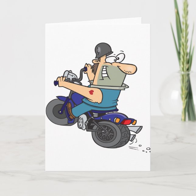 Cartoon auf Motorrad-Grußkarten Karte (Vorderseite)