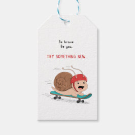 Cartoon-Aufkleber Schnecke beim Skateboardfahren Geschenkanhänger