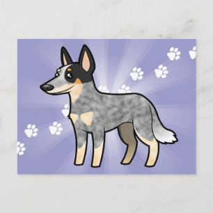 Cartoon Australian Cattle Dog / Kelpie Postkarte