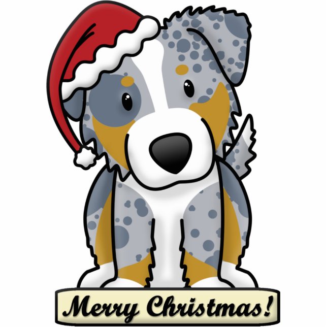 Cartoon-australische Schäfer-Weihnachtsverzierung Fotoskulptur Ornament (Vorne)