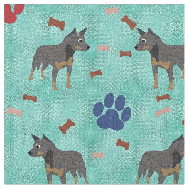 Cartoon Australischer Rinderhund Stoff (Nahaufnahme)