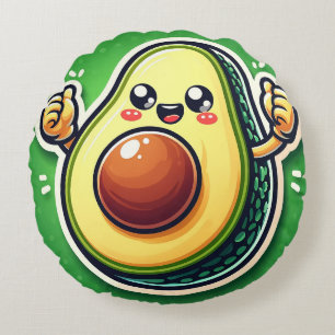 Cartoon Avocado Halb Rundkissen - Whimsical Rundes Kissen