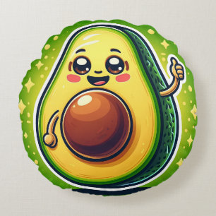 Cartoon Avocado Halb Rundkissen - Whimsical Rundes Kissen