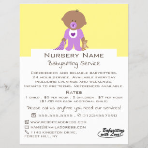 Cartoon Baby & Bear, Babysitter, Daycare, Kinderzi Flyer