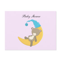 Cartoon Baby Bear Schlafen auf Mond mit Blue Hat
