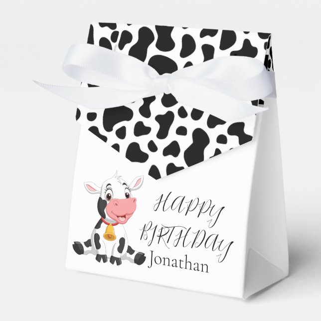Cartoon Baby Cow Birthday Favor Box Geschenkschachtel (Vorderseite)