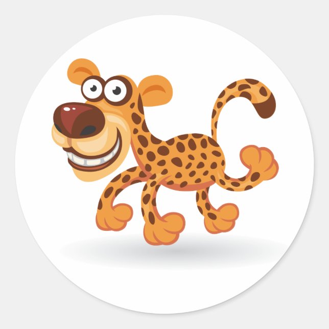 Cartoon baby Leopard Runder Aufkleber (Vorderseite)