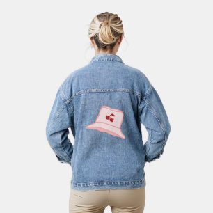 Cartoon-Baby-Rosa-Coquette-Kirsche-Eimerhut Jeansjacke