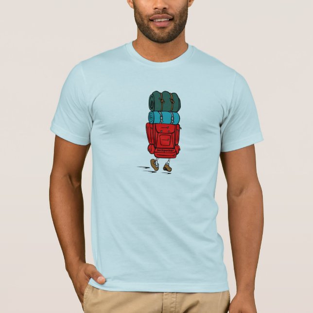 Cartoon-Backpacker mit Big-Backpack T-Shirt (Vorderseite)