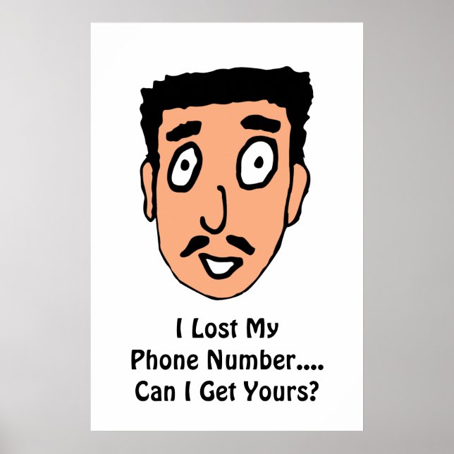 Cartoon Bad Pick up Line Slimy Mustache Typ Poster (Vorne)