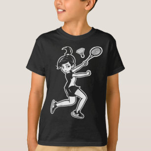 Cartoon-Badminton-Frau-Shuttle-Spielerin T-Shirt