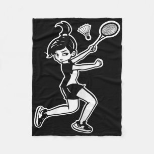 Cartoon Badminton Woman Shuttle Player Fleecedecke