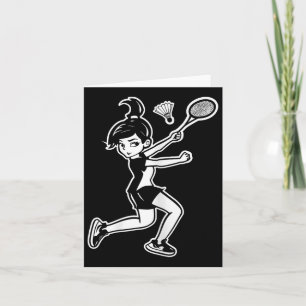Cartoon Badminton Woman Shuttle Player Karte
