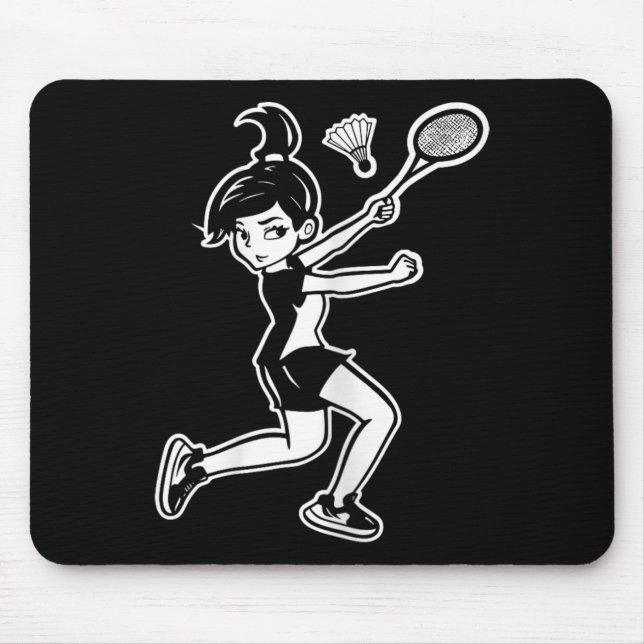 Cartoon Badminton Woman Shuttle Player Mousepad (Vorne)