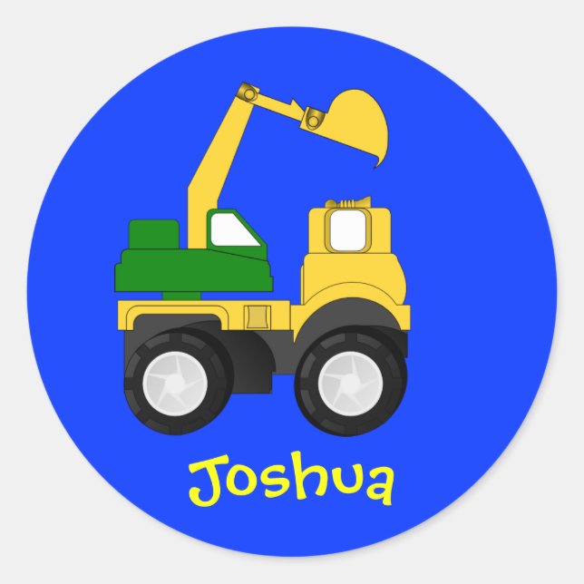 Cartoon-Bagger - Geschenk Personalisierter Name Runder Aufkleber (Vorderseite)