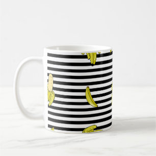 Cartoon-Bananen-Patches: Retro-Stil. Kaffeetasse