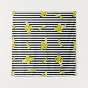 Cartoon-Bananen-Patches: Retro-Stil. Wandteppich