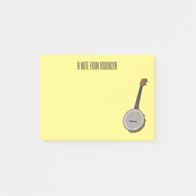 Cartoon Banjo Post-it Klebezettel (Vorderseite)