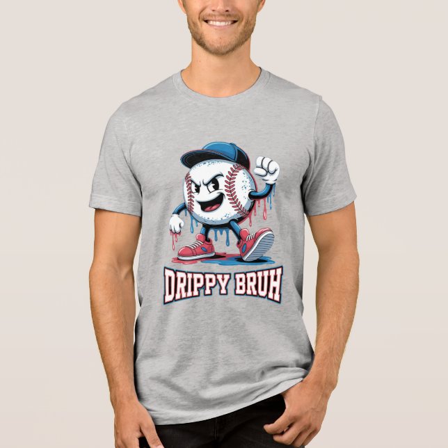 Cartoon-Baseball-Charakter mit Kappe und Sneakers Tri-Blend Shirt (Vorderseite)