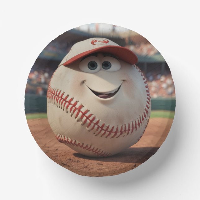 Cartoon Baseball Geburtstagspapier Bowles Pappteller (Vorderseite)