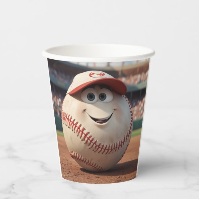 Cartoon Baseball Pappbecher (Vorderseite)