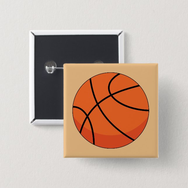 Cartoon Basketball Ball Button (Vorne & Hinten)