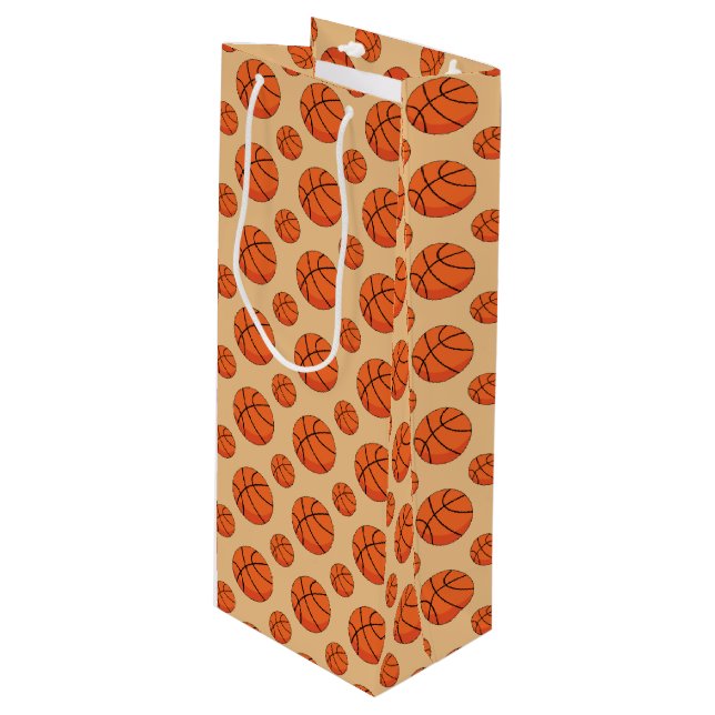 Cartoon Basketball Ball Geschenktüte Für Weinflaschen (Vorderseite Schrägansicht)