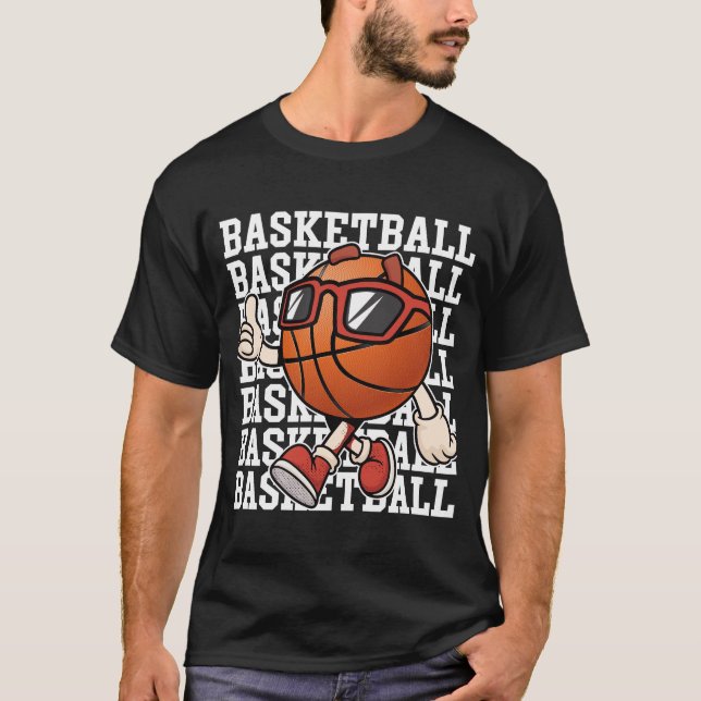 Cartoon Basketball mit Sonnenbrille Schlaglöcher S T-Shirt (Vorderseite)