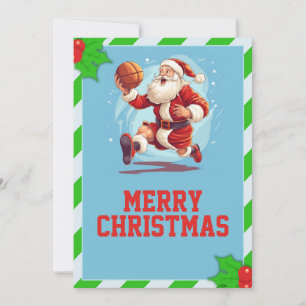 Cartoon Basketball santa Feiertagskarte