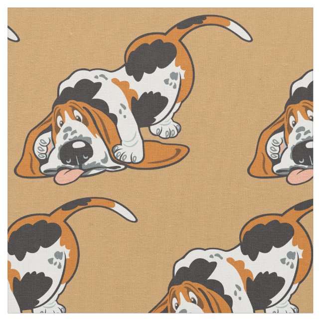 Cartoon Basset Hound Fabric Stoff (Nahaufnahme)